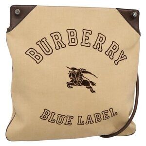 Authentic BURBERRY Blue Label Shoulder Bag Corduroy Beige Silver